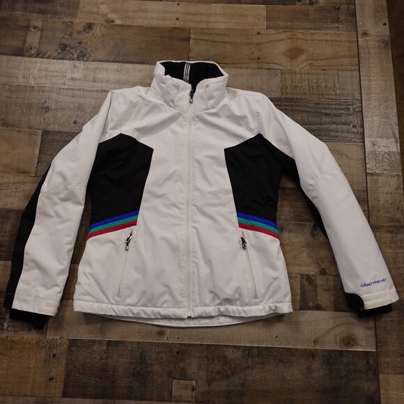 Obermeyer ski snow jacket women's 12 white triple striped Thermore insulation - Picture 2 of 16